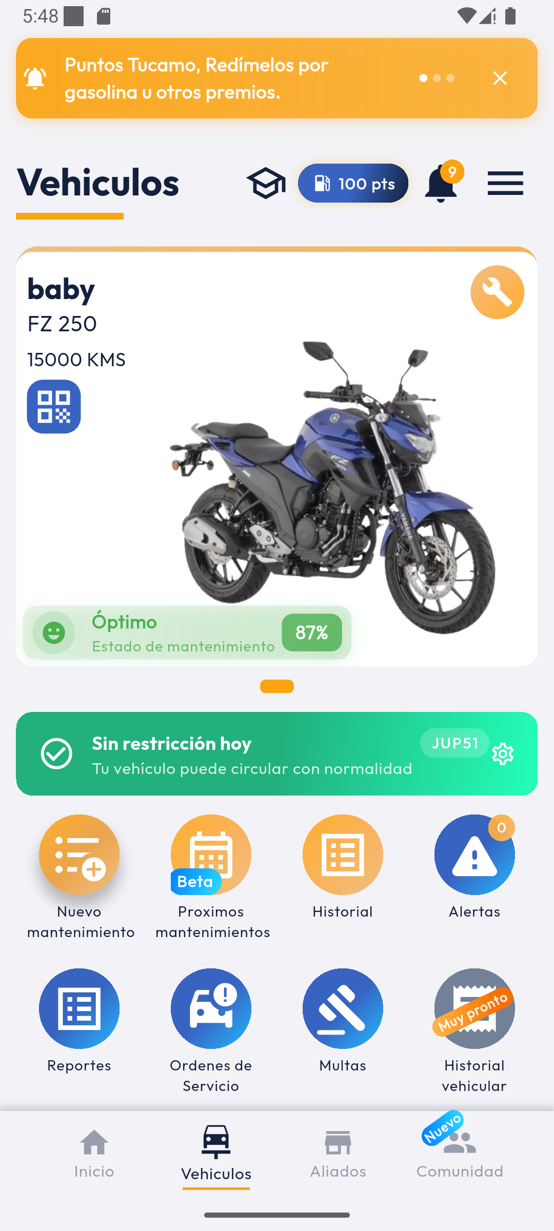 Demo de Tucamo App - Pantalla 1